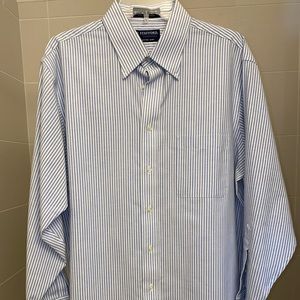 Men’s 16.5 32/33 blue & white striped oxford